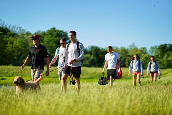 The last day of Pond Camp for Chitwood (far left), Grothe (black bag), Lazor (second from right) and Co.